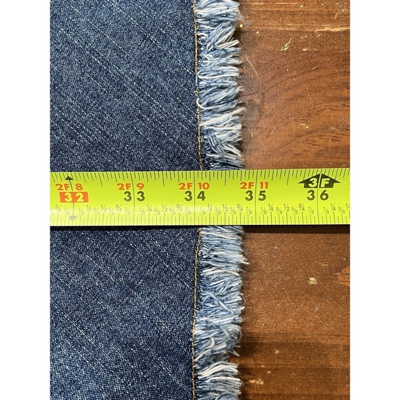 BILL BLASS VTG Jean Skirt 12P Denim Maxi Front/Back Slit Raw Hem Cowgirl Grunge - Picture 15 of 16
